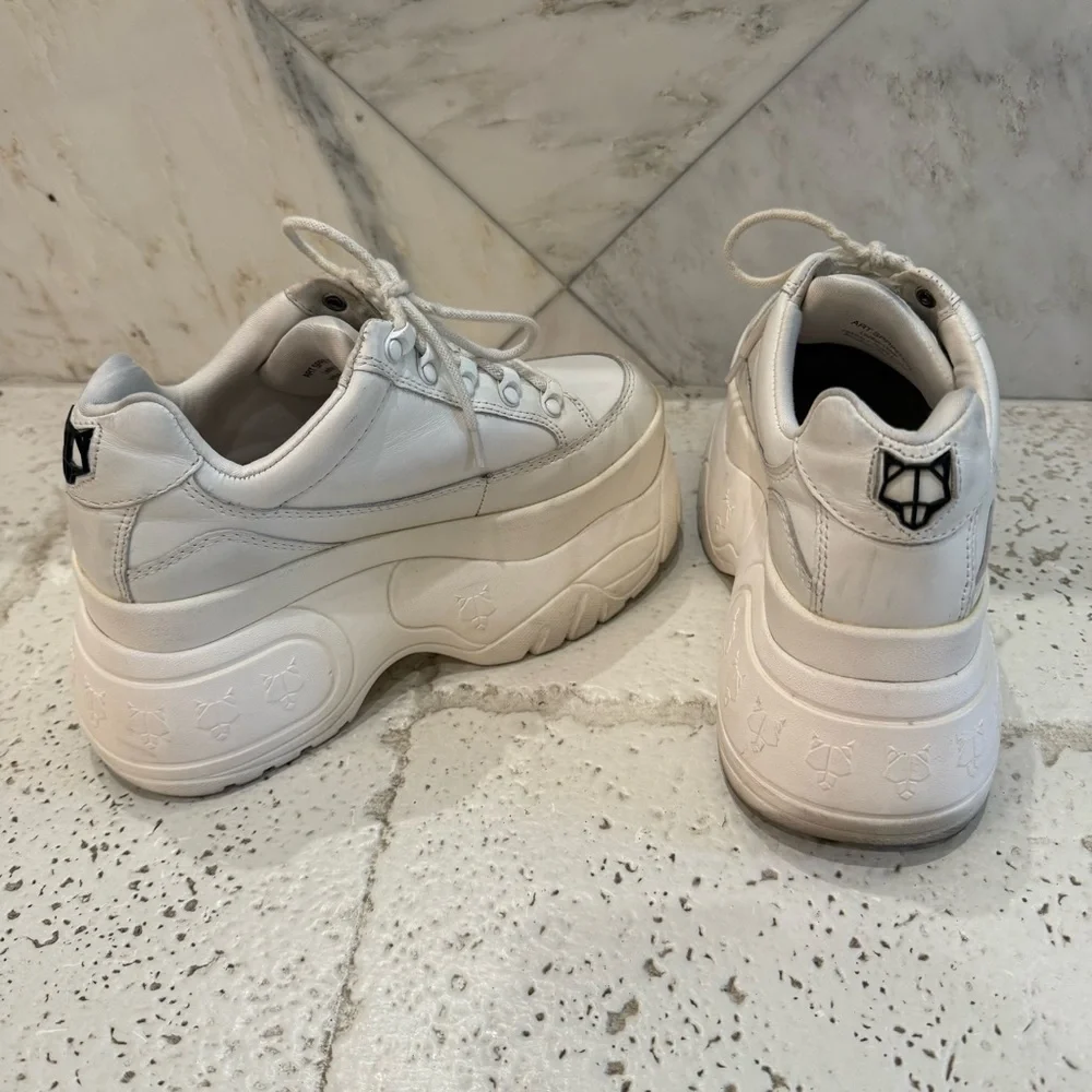 Naked Wolfe sporty white leather platform sneakers